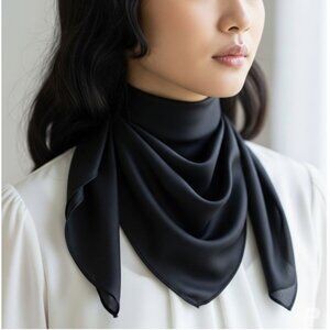 ❤️Elegant Bandana Square Silky Soft Scarf BLACK Solid Wrap Versatile Shawl Hijab